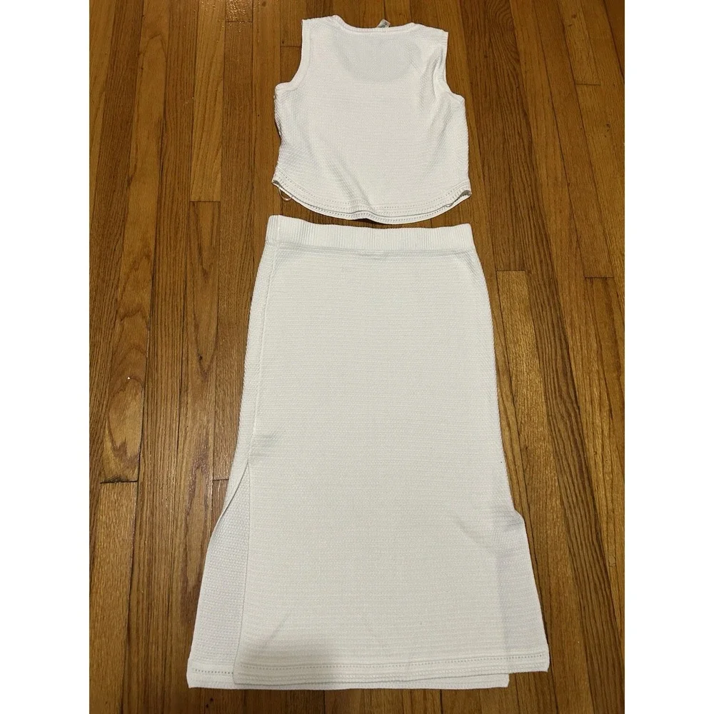 Happily Grey Knit Pencil Skirt And Sleeveless Knit Top Set Size XL